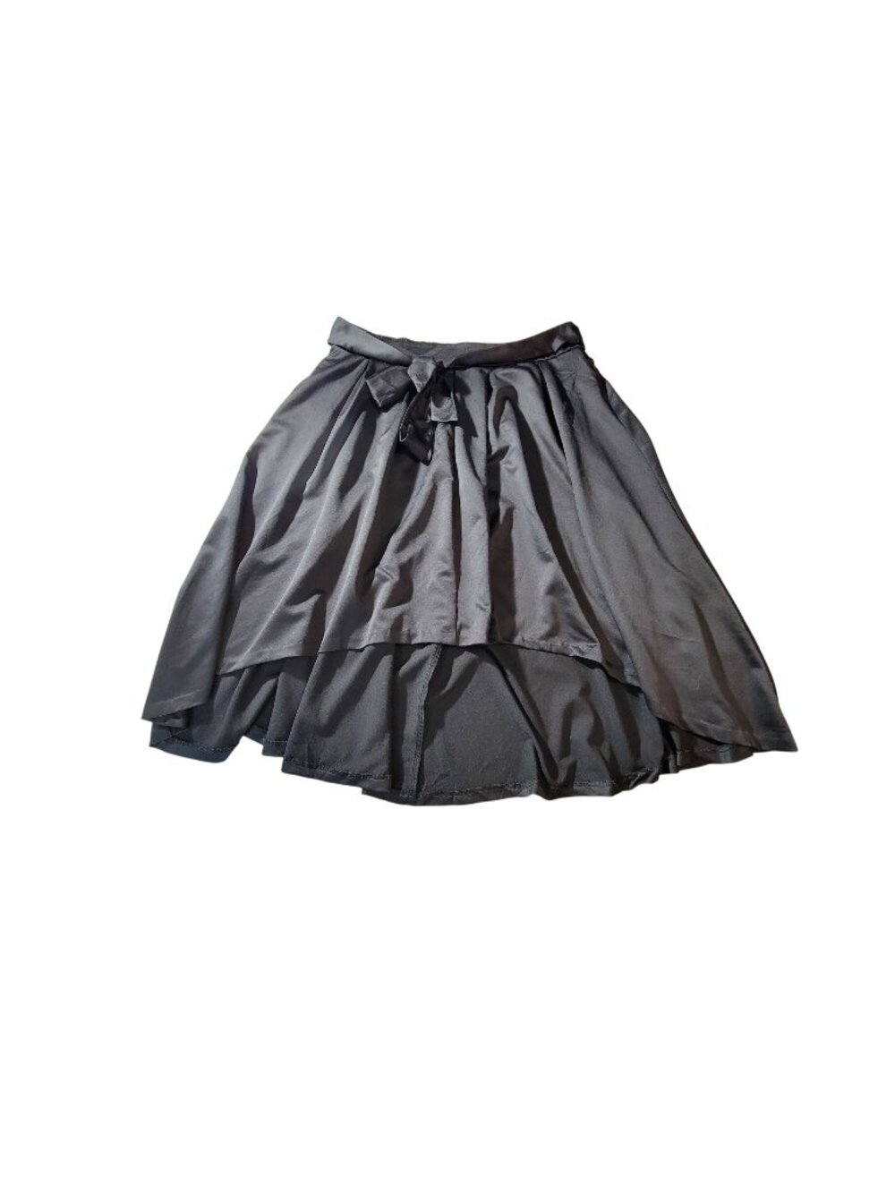 Elle Womens Black High-Low Maxi Skirt XL With Bow Tie Waistband  Lightweight